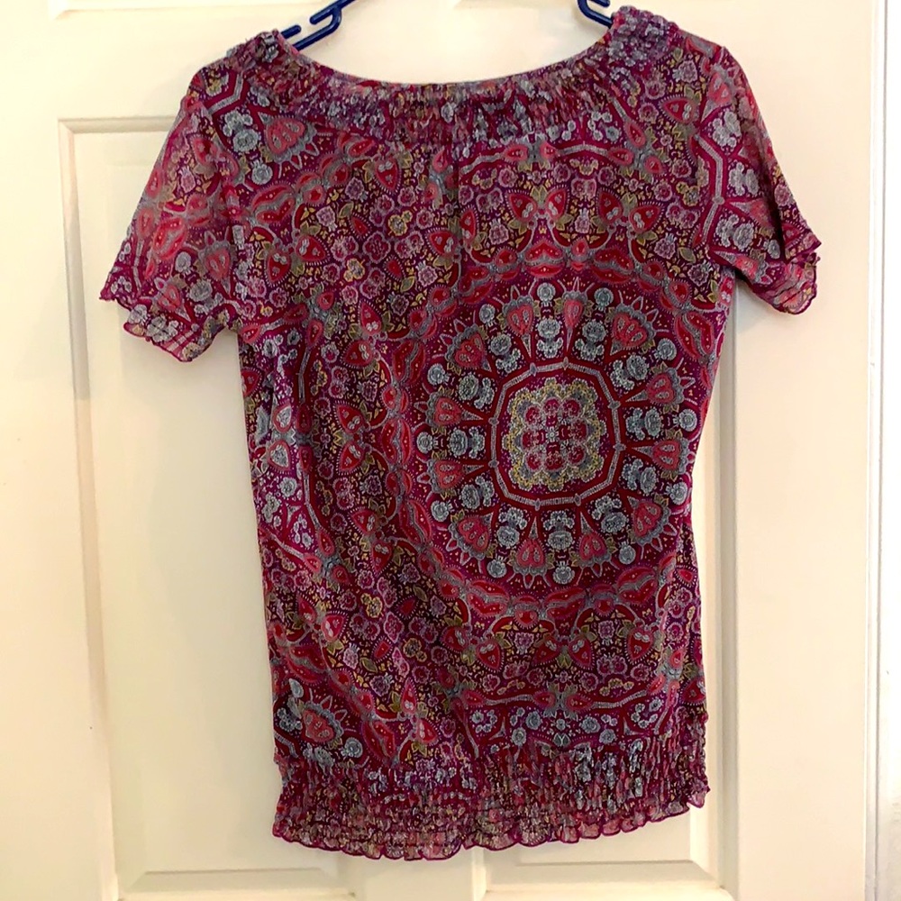 Ruched Floral Blouse- LIKE NEW - Picture 2 of 3